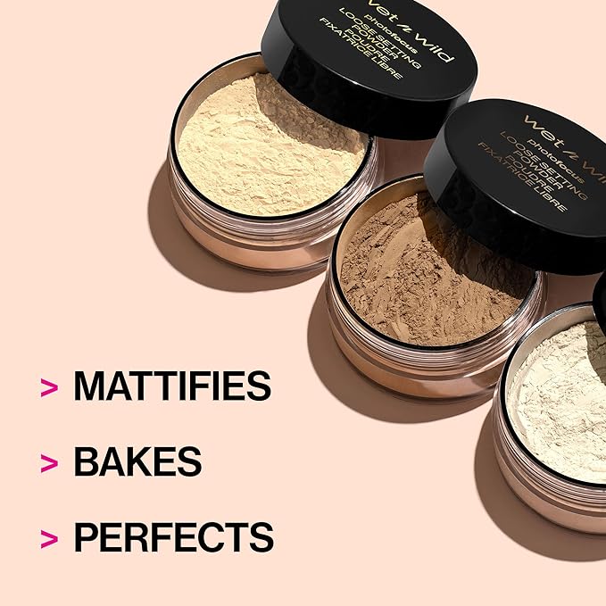 wet n wild Photo Focus Loose Baking Setting Powder, Highlighter Makeup, Medium-Deep to Deep Skin Tones, Deep-BrightBean Baby