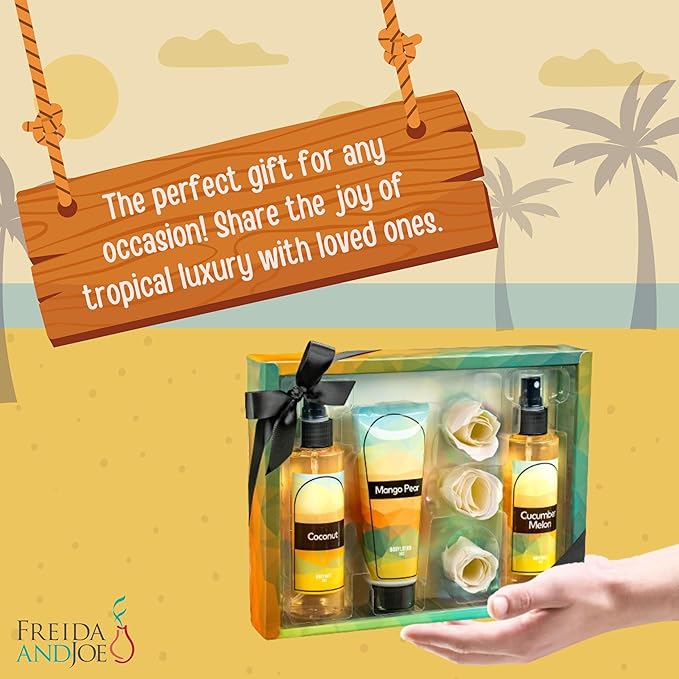 Fine Fragrance Body Mist & Body Splash Gift Set – Luxury Self-Care Combo for Women and Girls (Coconut, Cucumber, Mango Pear, Rose Soap)-BrightBean Baby