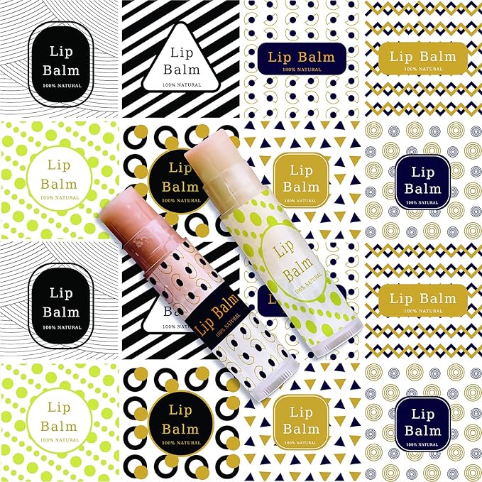CRASPIRE Lip Balm Labels 80pcs Homemade Lip Balm Labels 2” Clear Lip Balm Labels for Tubes Printable Waterproof Lip Balm Stickers Labels for Lip Balm Handcream Candle Container(Geometry)-BrightBean Baby