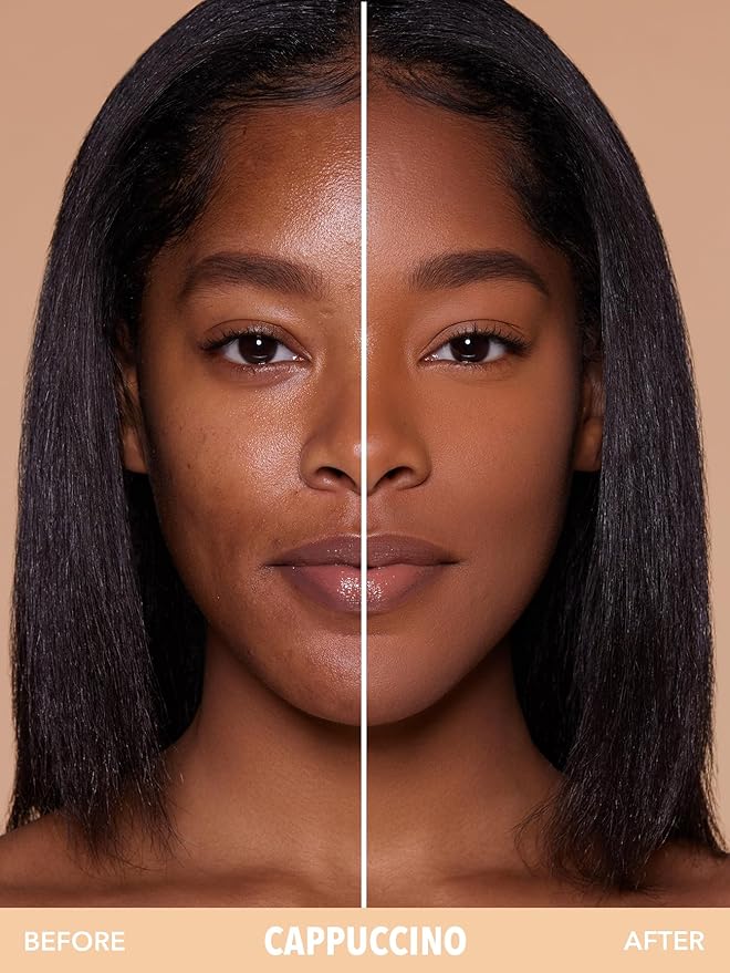 SHEGLAM SKin-Focus Full Coverage Powder Foundation Oil-Control Lightweight Face Pressed Powder Makeup-Cappuccino-BrightBean Baby