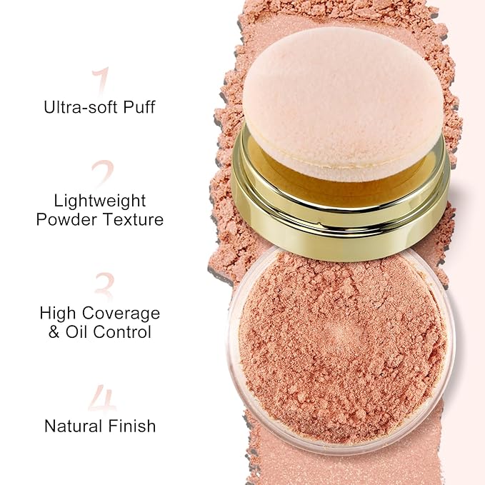 Boobeen Setting Powder, Lightweight Oil Control Loose Setting Powder, Full Coverage Finishing Powder For a Matte Flawless Look, Pressed Face Powder Makeup to Reduce Shine, Long Lasting-BrightBean Baby