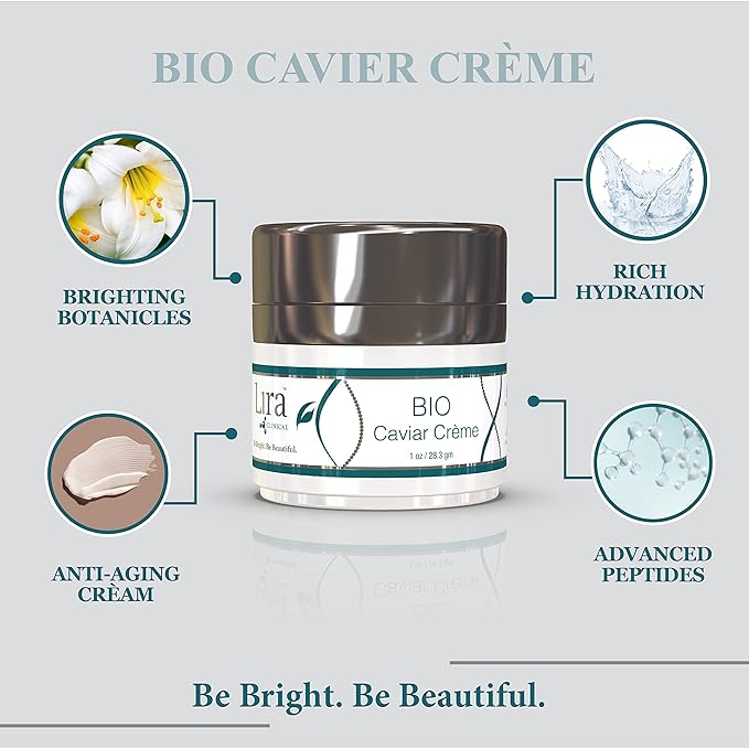 Lira Clinical BIO Caviar Crème - Daily Hydrating Facial Moisturizer with Advanced Peptide Complex and Vitamin C - Night Cream for Dry Skin - Travel Size Nourishing Cream for Skincare Routine - 1 oz-BrightBean Baby