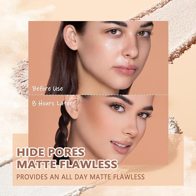 Oil Control Face Pressed Powder,Matte Smooth Flawless Setting Powder Makeup,Waterproof Long Lasting Finishing Powder,Cruelty Free Lightweight Face Cosmetics,0.35Oz(CLASSIC IVORY)-BrightBean Baby