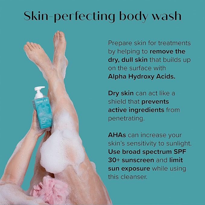 Medix 5.5 Exfoliating AHA Glycolic Acid Face & Body Scrub Cleanser + Collagen Moisturizing Body Cream Lotion Skin Care 2PC Set | Alpha Hydroxy Acid & Lactic Acid Foaming Body Wash & Face Wash, 2-PC-BrightBean Baby