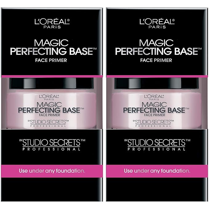 L'Oreal Paris Magic Perfecting Base Face Primer, Instantly Smoothes Lines, Mattifies Skin and Hides Pores, Suitable for All Skin Types, 2 Count-BrightBean Baby