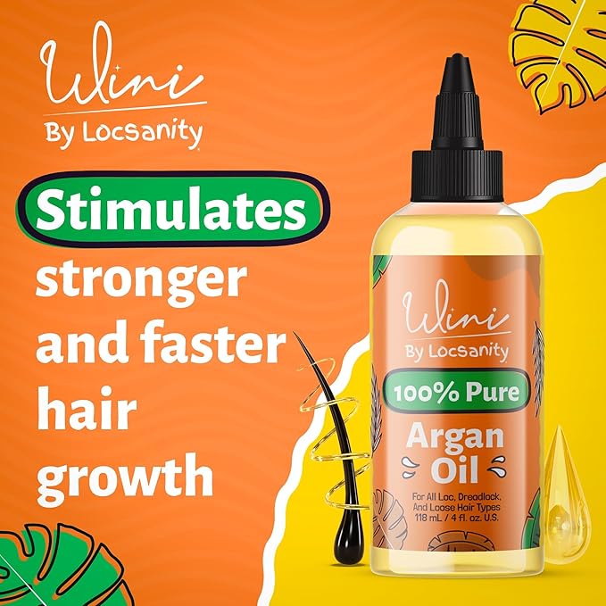 Locsanity Wini Pure Argan Hair and Body Oil, 100% Cold-Pressed, 4 Fl Oz-BrightBean Baby