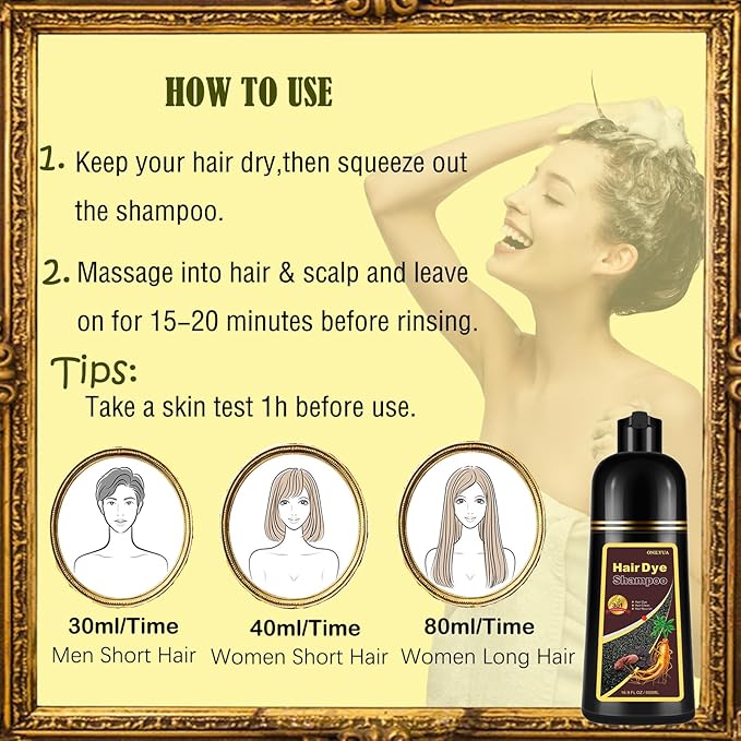 Herbal Burgundy Hair Dye Shampoo - Instant 3-in-1 Gray Coverage for Women & Men, 16.90 Fl OZ (Dark Wine Red)-BrightBean Baby