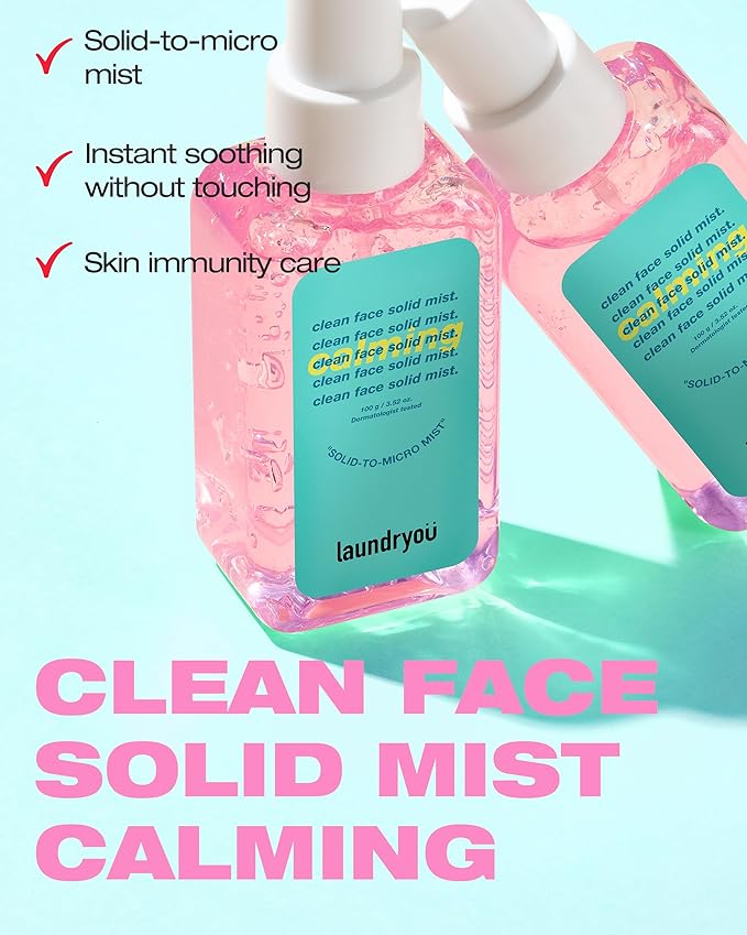 Clean Face Solid Mist - Calming, Hydrating, and Moisturizing Gel-To-Mist Dermatologist Tested Hypoallergenic Facial Spray for Redness Relief and Soothing Irritated Skin - (3.38 fl. oz.)-BrightBean Baby