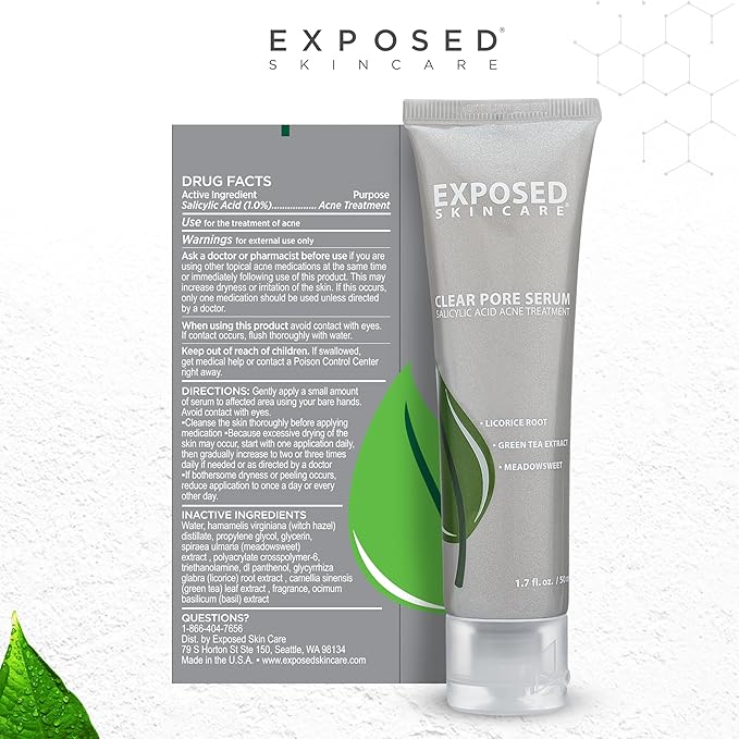Exposed Skin Care Clear Pore Serum - Green Tea, Licorice Root, Salicylic Acid - Unisex Skin Serum for Oily, Sensitive Skin-BrightBean Baby