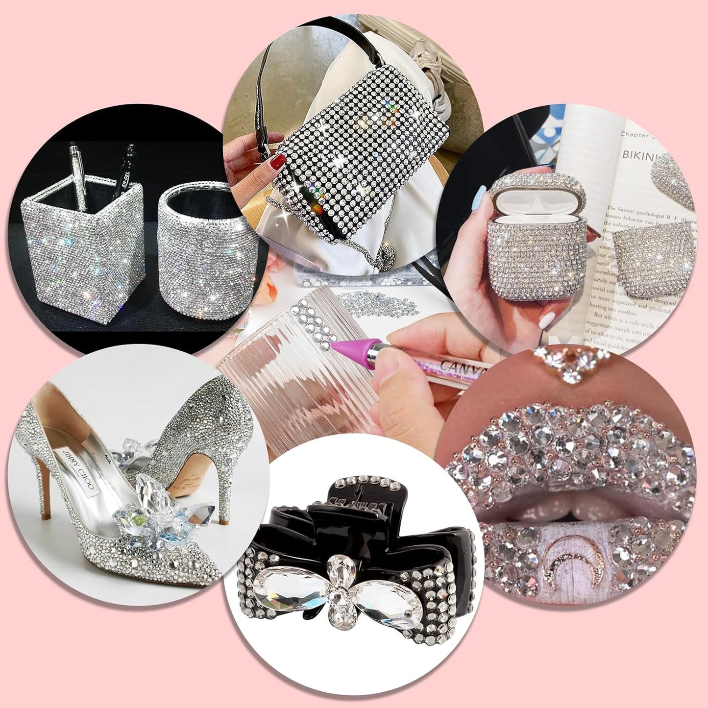 Canvalite 25000Pcs Resin Jelly Rhinestones for Crafting, Clear Flatback Gems, Bedazzling Crystal with 5Pcs 2.5g B7000 Jewelry Glues and Tweezers and Dotting Pen for DIY Crafts Clothing Shoes Nail Art-BrightBean Baby