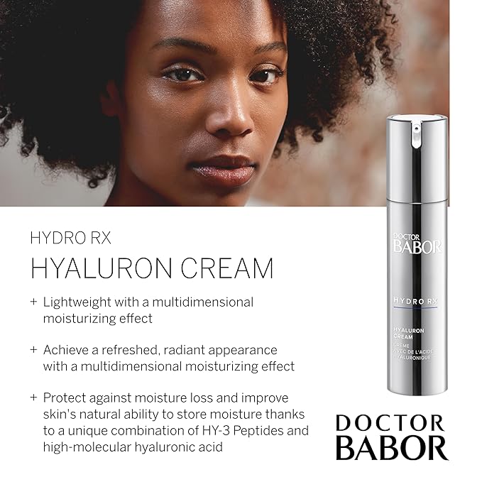 BABOR DOCTOR HydroRX Hyaluron Cream, Travel Lightweight Hyaluronic Acid Face Moisturizer for Dry Skin, Prevents Moisture Loss and Reduces Dryness Lines, Fragrance Free, 0.5 oz-BrightBean Baby