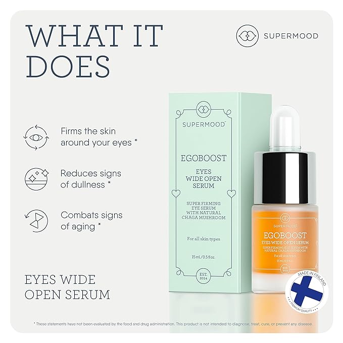 Egoboost Eye Serum - Eye Serum for Dark Circles and Puffiness, Hydrating Serum, Bright and Tight Eye Serum in Facial Skin Care Products, Mushroom Extract Eye Serum for Wrinkles-BrightBean Baby