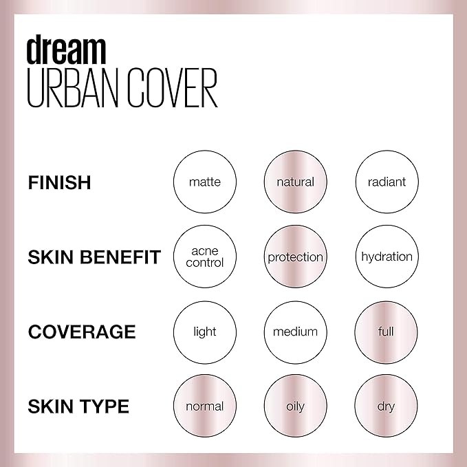 Maybelline Dream Urban Cover Flawless Coverage Foundation Makeup, SPF 50, Ivory-BrightBean Baby
