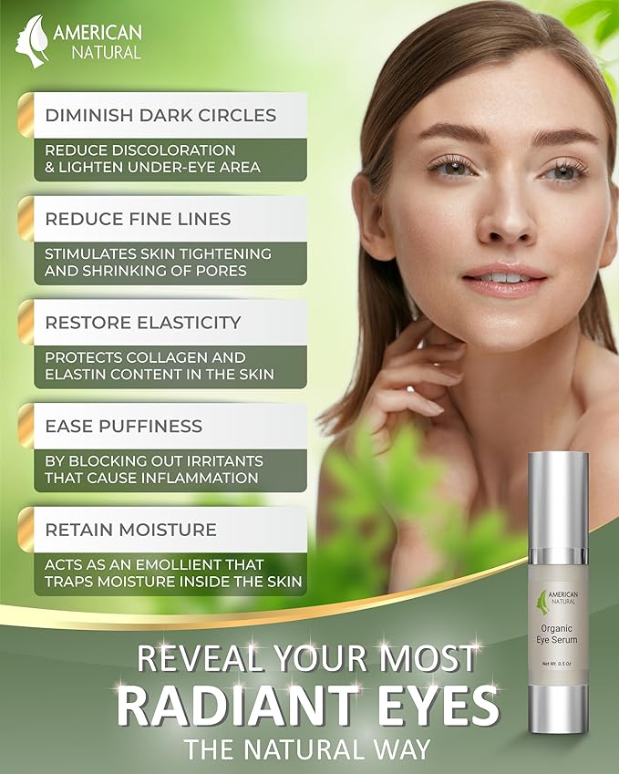 Blend Organic Eye Serum For Bags Under Eyes - Dark Eye Circle Remover with Eyebright Extract - Under Eye Serum For Dark Circles and Puffiness - Anti Aging Eye Cream For Women (0.5Oz)-BrightBean Baby