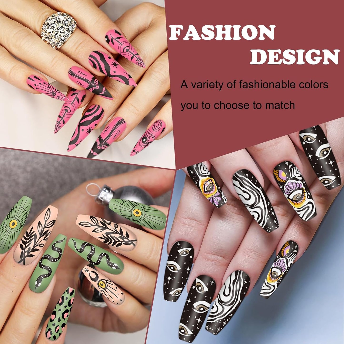 Whaline 6Pcs Gothic Halloween Nail Plates Stamping Set Skull Evil Eye Moon Stamp Templates Halloween Nail Art Plates for DIY Print Manicure Salon Design-BrightBean Baby