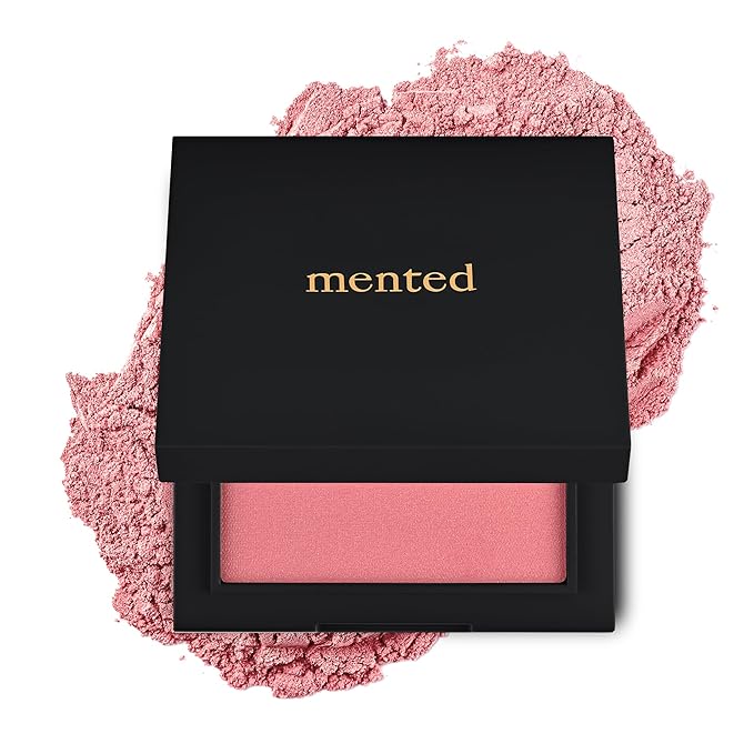 Mented Cosmetics Made in Italy, Cruelty Free Makeup, Vegan, Paraben Free, Shimmer Cheek Blush Palette for Face, Powder Face Blush for Women with Vitamin E, 0.2oz/7g, Pinky Promise-BrightBean Baby