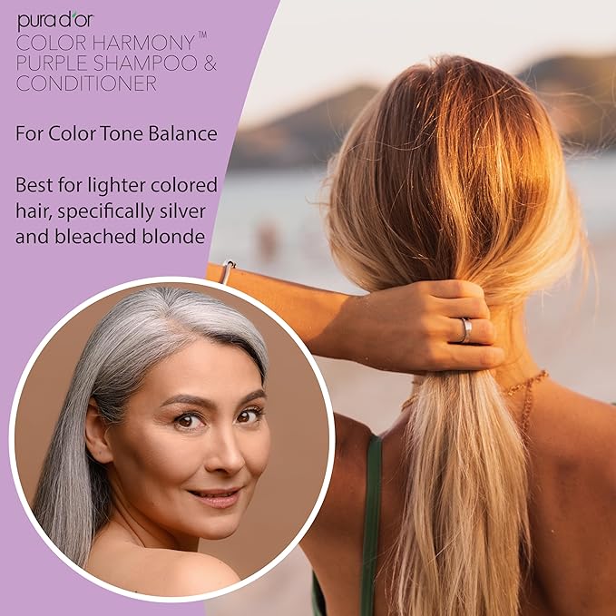 PURA D'OR 16 Oz ColorHarmony Purple Shampoo For Bleached, Blonde, Silver & Color Treated Hair - Keratin, Bamboo Fiber, No Sulfates, Select Natural Ingredients - Men & Women-BrightBean Baby