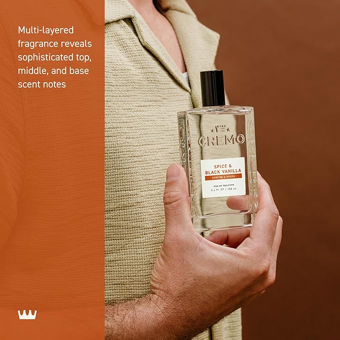 Cremo Cologne for Men - Spice & Black Vanilla Mens Cologne Spray - An Explosion of Vibrant Spices, Dark Woods and Black Vanilla, Fragrances For Men, 3.4 Fl Oz-BrightBean Baby