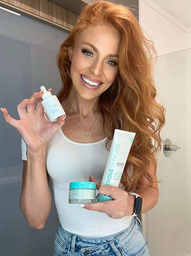 Serious Skincare Glycolic Skin Renewal Set - Retexturizing Serum - Facial Moisture Cream - Face Wash Cleanser - Balancing Blue Tansy Extract - Improve Appearance of Lines, Wrinkles and Enlarged Pores-BrightBean Baby