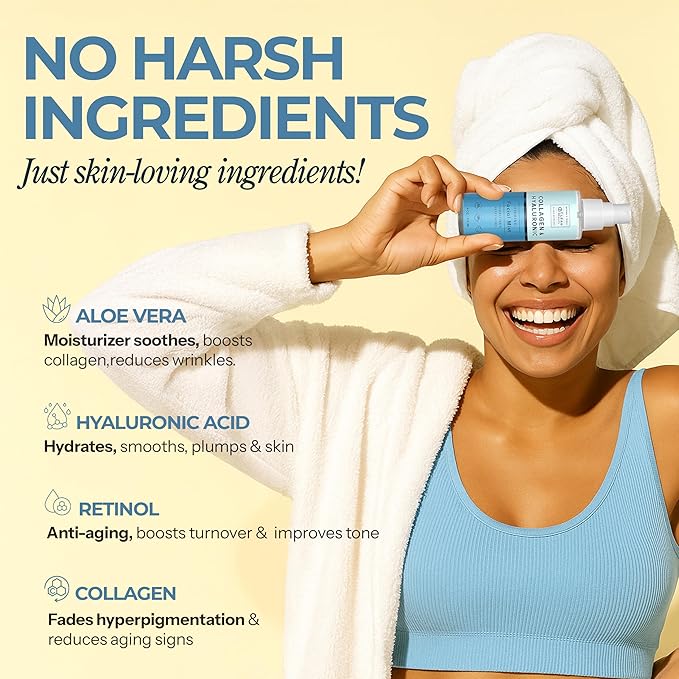 Hyaluronic Acid & Collagen Face Mist - Dermatologist Tested, Moisturizes & Tones Skin, Anti-Aging, Natural Ingredients, Cruelty-Free, 95% Natural - All Skin Types - 4 OZ-BrightBean Baby