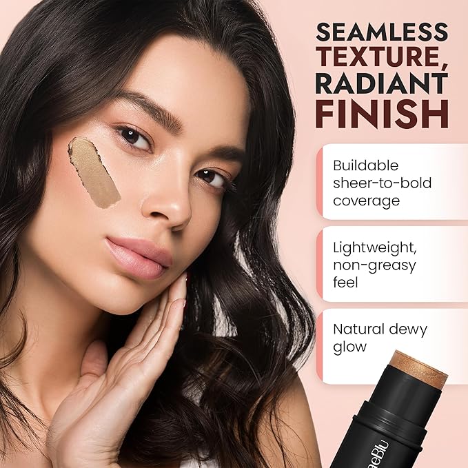 Organic Blush Tube, Brandy - 100% Natural Vegan Cream Blush Sticks, Multi-Use Bronzer, & Highlighter for Lips, Cheeks & Eyes, Buildable Shimmer, Gluten-Free, Paraben-Free, Made in USA-BrightBean Baby