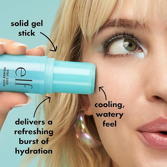e.l.f. Stay Cool Primer Stick, Hydrating Gel Primer Preps Skin For Makeup, Imparts A Cooling Feel, Infused With Aloe Water, Vegan & Cruelty-Free-BrightBean Baby
