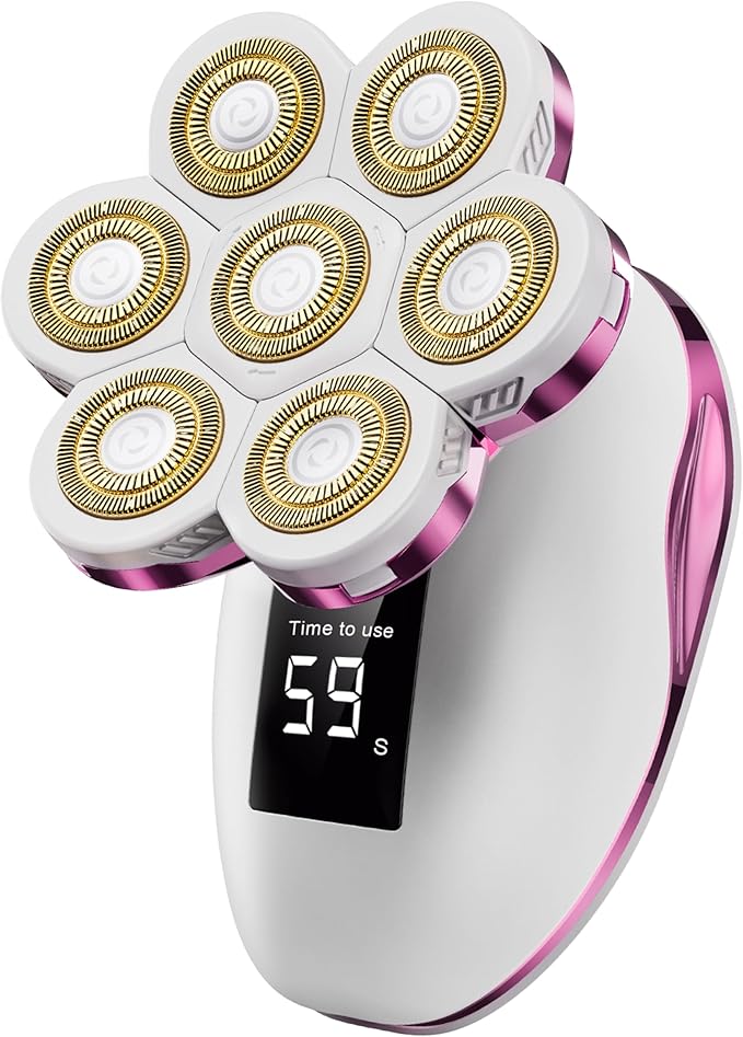 Electric Razors for Women, Wet/Dry 7D Rechargeable Rotary Shaver for Legs, Water Resistant Grooming Kit - Electric Razors for Women, Facial Hair Removal, Bikini Trimmer, Lips - Gentle Hair Remo