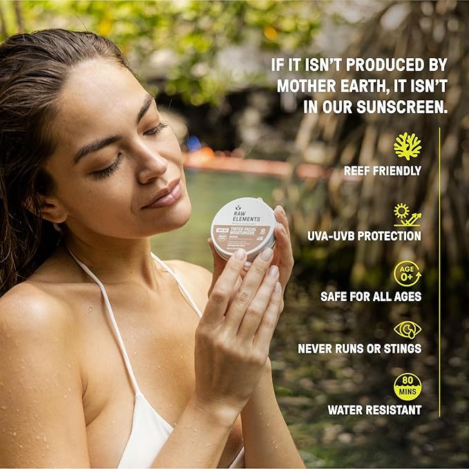Raw Element Ultra-Moisturizing Tinted Face Cream, Non Toxic Mineral Face Sunscreen, Daily Tinted Moisturizer, Non-Nano Zinc Oxide, Reef Friendly, All Ages, SPF 30, 1.8 oz, Coconut, Pack of 1-BrightBean Baby