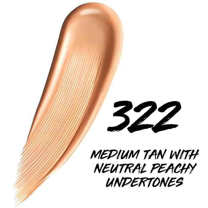 Maybelline Super Stay Up to 24HR Skin Tint, Radiant Light-to-Medium Coverage Foundation, Makeup Infused With Vitamin C, 322, 1 Count-BrightBean Baby