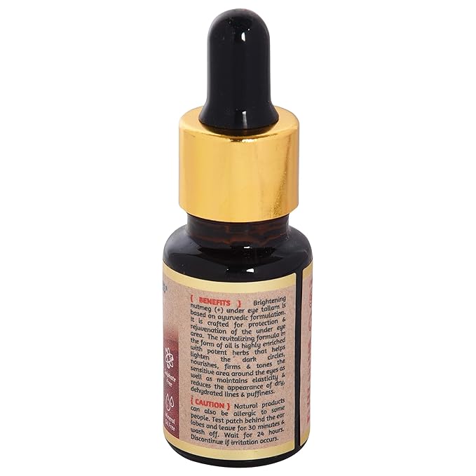 ROOTS AND HERBS Ayurvedic Natural Treatment 100% Vegan No Paraben Nutmeg Undereye Nourishment Oil for Men and Women -10 ml-BrightBean Baby