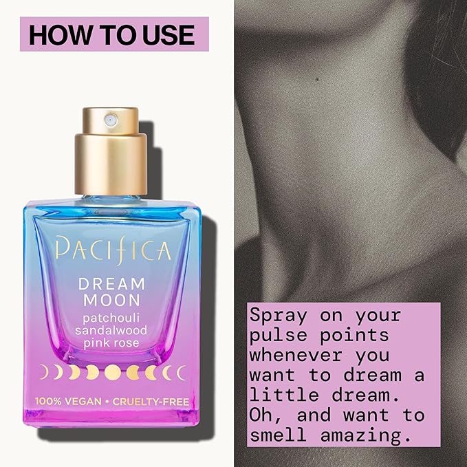 Pacifica Dream Moon Womens Spray Perfume 1 fl oz – Long-Lasting Floral Woody Fragrance for Her - Rose, Patchouli, Sandalwood – 100% Vegan, Cruelty-Free, Phthalate-Free Fragrance-BrightBean Baby