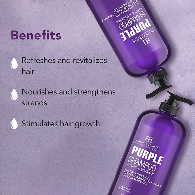 Botanic Hearth Purple Shampoo 16 Fl Oz | For All Shades Of Blonde, Silver & Gray Hair | With Lavender Oil, Vitamin E & Rosemary Oil | Sulfate & Paraben Free-BrightBean Baby