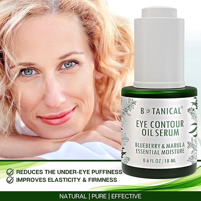 Botanical Eye Contour Oil Serum | Blueberry & Marula Oil | Organic, Pure, Natural Skincare (0.6 fl oz | 18 ml)-BrightBean Baby