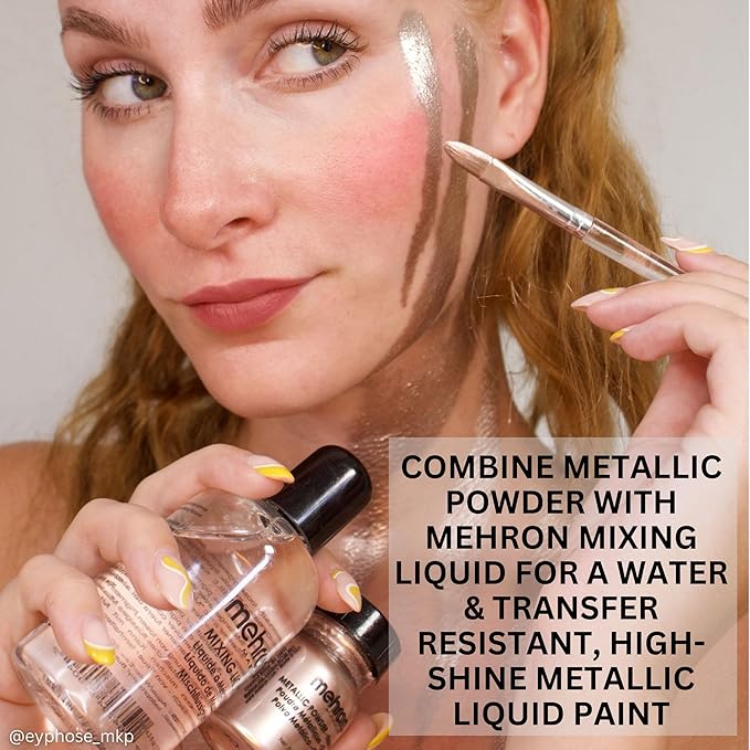 Mehron Makeup Metallic Powder (.17 oz) with Mixing Liquid (1 oz) (Silver)-BrightBean Baby