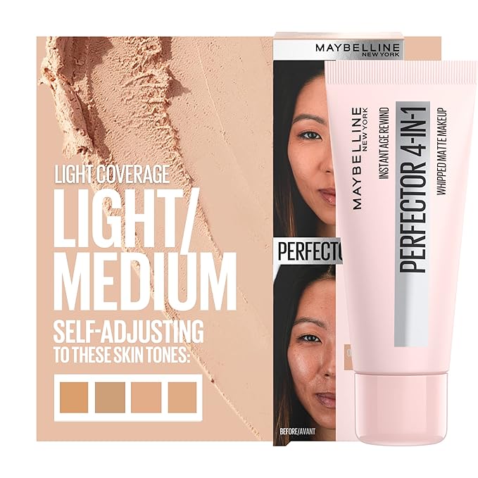Maybelline Instant Age Rewind Instant Perfector 4-In-1 Matte Makeup, 02 Light/Medium, 1 Count-BrightBean Baby
