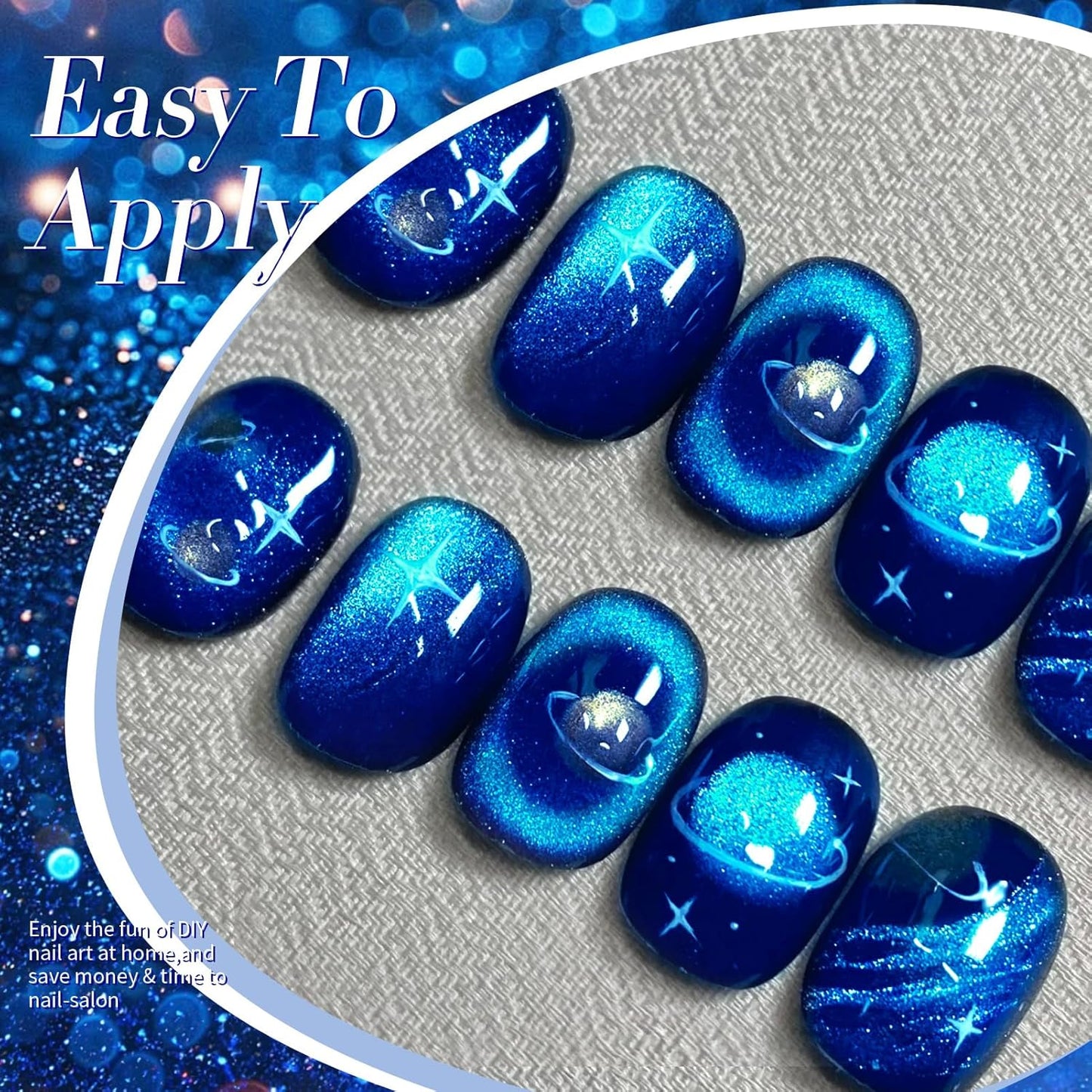 Born Pretty Cat Magnetic Eye Gel Nail Polish, Blue Ore Glitter Cat Magnetic Gel Nail Polish, Holographic Magnetic Nail Polish for Nail Art Manicure Salon DIY at Home 15ML-BrightBean Baby