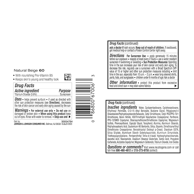 Neutrogena Healthy Skin Liquid Makeup Foundation,Broad Spectrum SPF 20 Sunscreen,Lightweight & Flawless Coverage Foundation with Antioxidant Vitamin E & Feverfew,Natural Beige,1 fl. oz (Pack of 1)-BrightBean Baby