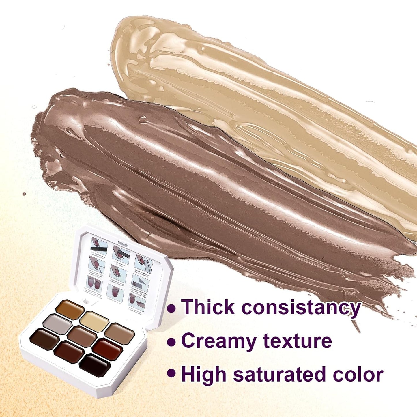 Gradient Painting Gel, 9 Colors Ombre Gel Nail Polish for Cream Brown Color Pigment Pat Aura Nails French Manicure Soak Off UV Long-lasting Home Salon DIY Nail Art Coconut Latte 1-BrightBean Baby