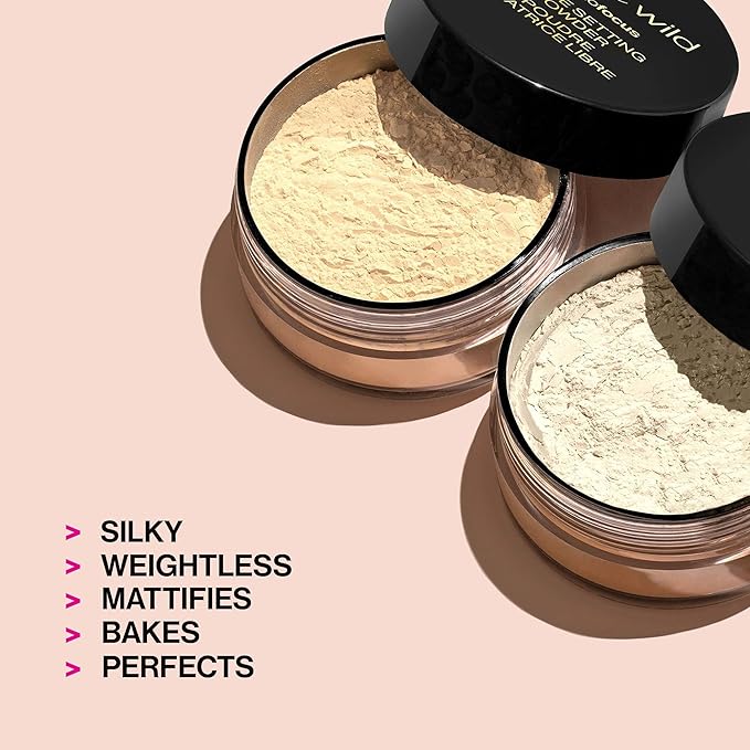 wet n wild Photo Focus Loose Baking Setting Powder, Highlighter Makeup, Fair to Medium & Tan Skin Tones, Translucent-BrightBean Baby