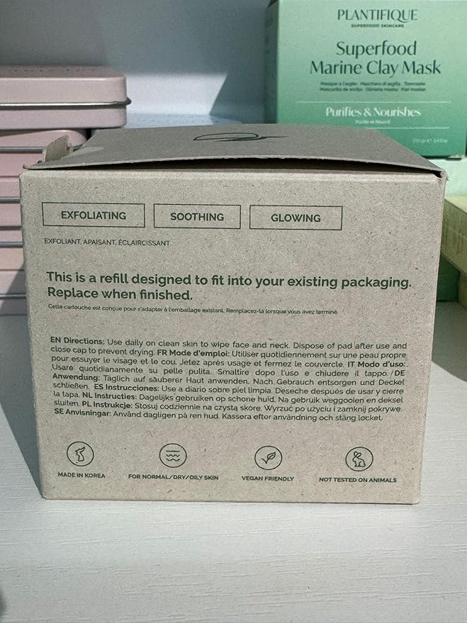 PLANTIFIQUE Only Refill Korean Glycolic Acid Toner Pads 60 Pcs with Niacinamide, CICA - AHA, BHA, PHA Daily Face Exfoliating Pads for Gentle Skin Renewal, Toner for Cleansing All Skin Types-BrightBean Baby