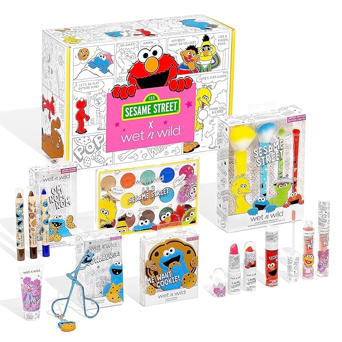 wet n wild Sesame Street Limited Edition PR Box - Makeup Set with Versatile Brushes, Vibrant Buildable & Blendable Palettes & Lip Glosses for Unique Looks, Cruelty-Free & Vegan-BrightBean Baby
