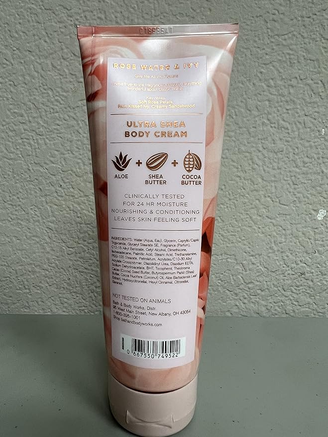 Bath and Body Works ROSE WATER & IVY Ultra Shea Body Cream 8 Ounce (2019 Limited Edition)-BrightBean Baby