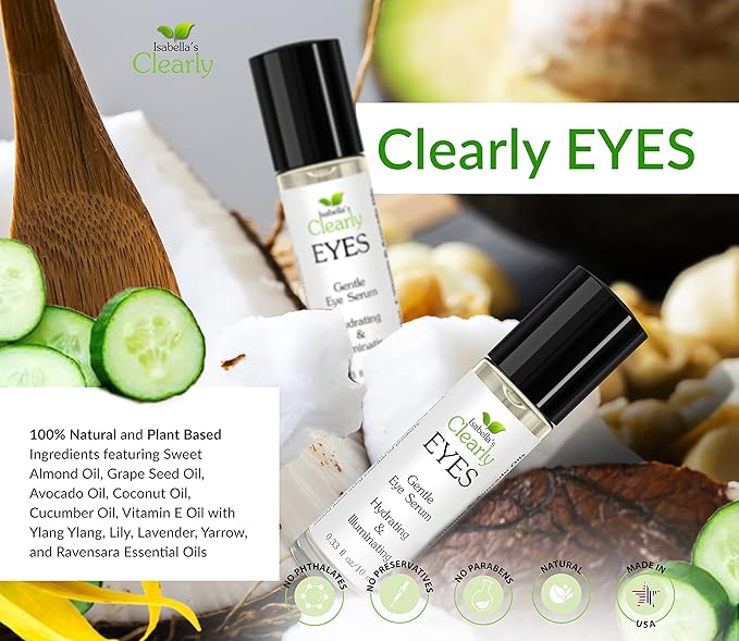 EYES, Natural Anti Aging Eye Serum | Hydrating and Firming Instant Treatment for Tired Puffy Eyes, Dark Circles, Swollen Eyelid, Eye Bags with Cucumber and Avocado | Made in USA-BrightBean Baby