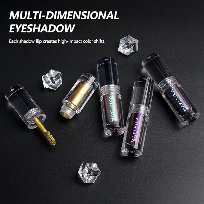 MAKI YIKA Glitter Eyeshadow Gold Liquid Multichrome Eyeshadows Long Lasting Metallic Chameleon Eye Shadow Smudgeproof Holographic Eye Topper Glitters (#7 Bronzer)