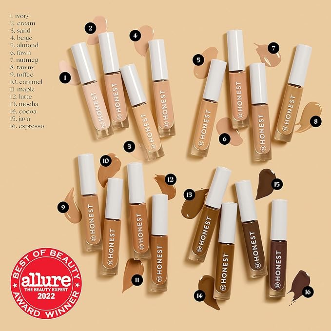 Honest Beauty Fresh Flex Concealer with Niacinamide + Vitamin E + Hyaluronic Acid | Vegan + Cruelty free | Nutmeg, 0.17 fl oz-BrightBean Baby