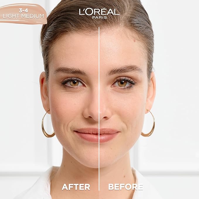 L'Oreal Paris True Match Nude Hyaluronic Tinted Serum Foundation with 1% Hyaluronic acid, Light-Medium 3-4, 1 fl. oz.-BrightBean Baby