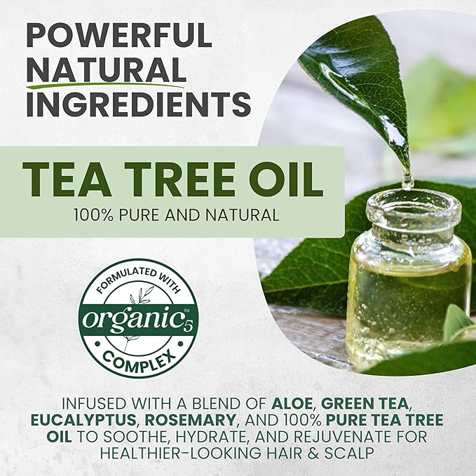 Tea Tree Oil Shampoo MaxTherapy, Itchy Scalp Relief, Refreshes & Cleanses Dandruff & Buildup, Clarifying for Oily Hair, Women & Men, 16 fl oz-BrightBean Baby