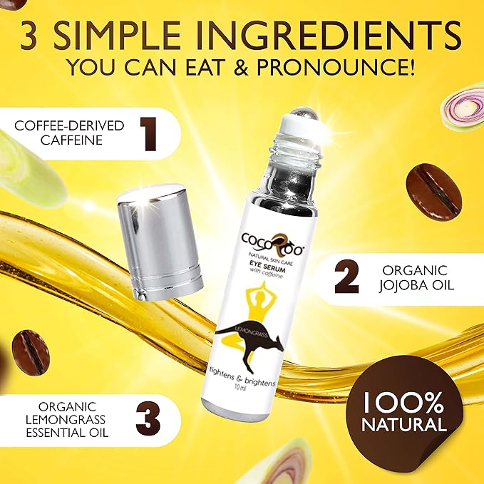 Caffeinated Eye Serum, Nutrient-Dense, 100% Pure, Natural & Vegan (Lemongrass)-BrightBean Baby