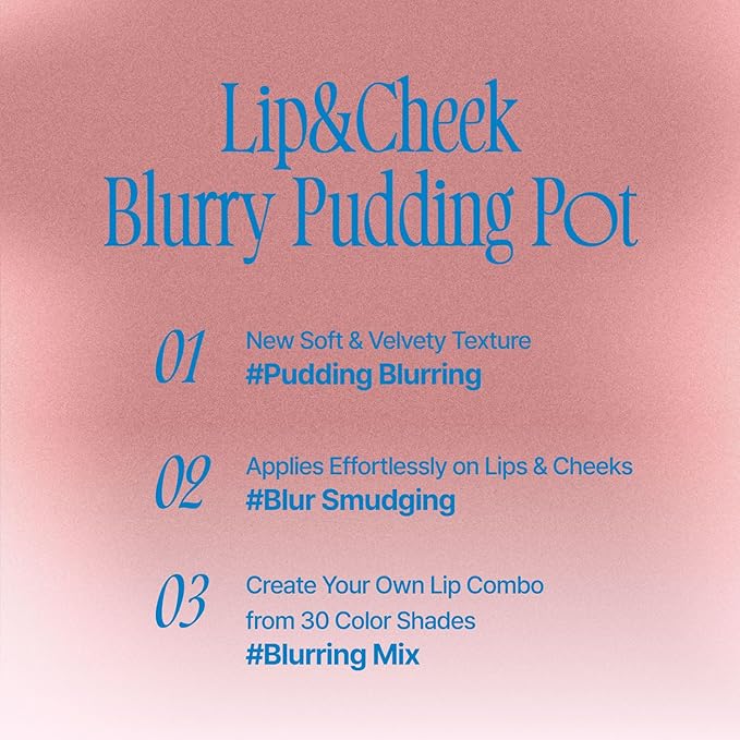 Lip&Cheek Blurry Pudding Pot | Faded Moment - Memories | Makeup Blush, Buildable Lightweight, Multi-Use Soft Matte Finish | 5g-BrightBean Baby