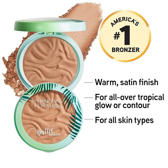 Physicians Formula Murumuru Butter Bronzer, Moisturizing, Nourishing Murumuru Butter for Silky Glow, Dermatologist Tested, Hypoallergenic, Vegan & Cruelty-Free - Sunkissed Bronzer-BrightBean Baby